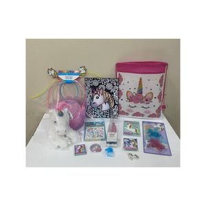 Plush Unicorn Christmas Gift Basket Set Backpack Toys Games & Activities